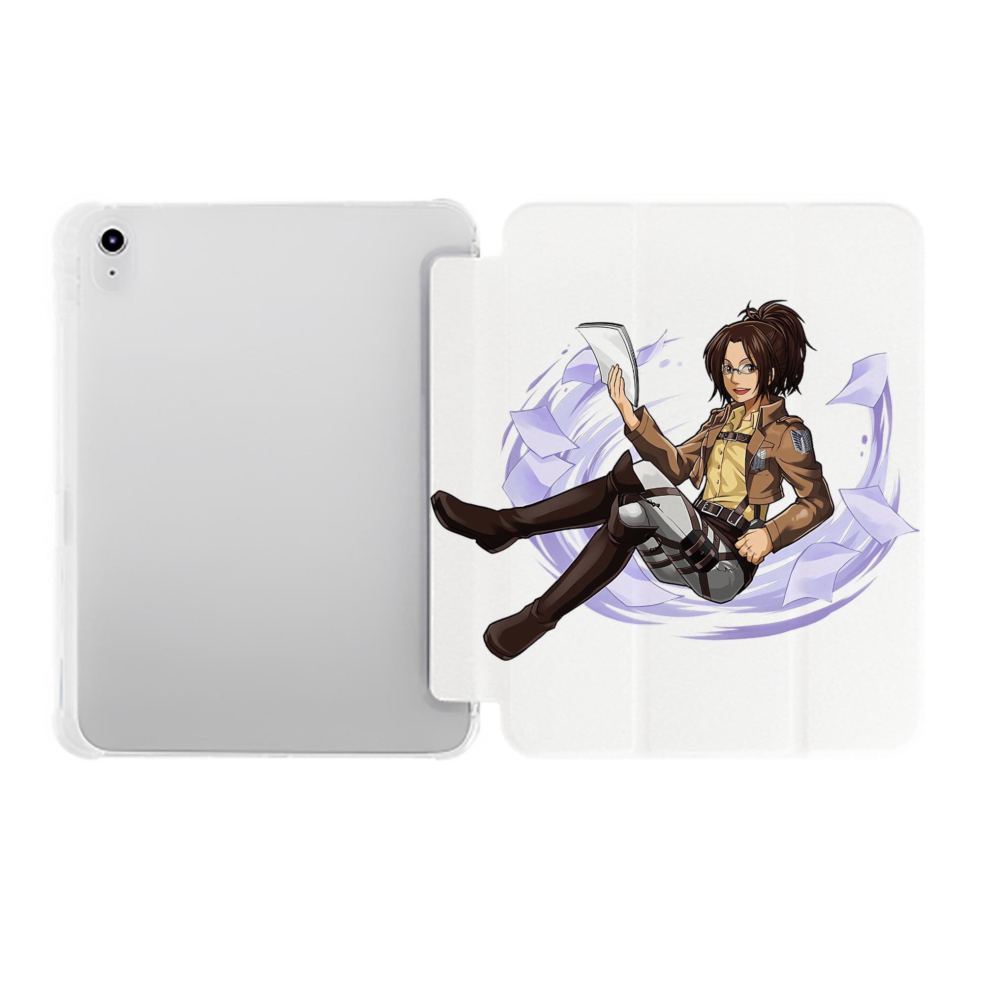 （画像用） 進撃の巨人 ハンジ·ゾエ Attack on Titan Hanji Zoe IPad ケース ペン収納付き 三つ折りスタンド PUレザー×シリコン 対応機種9.5/10.5/10.9インチ